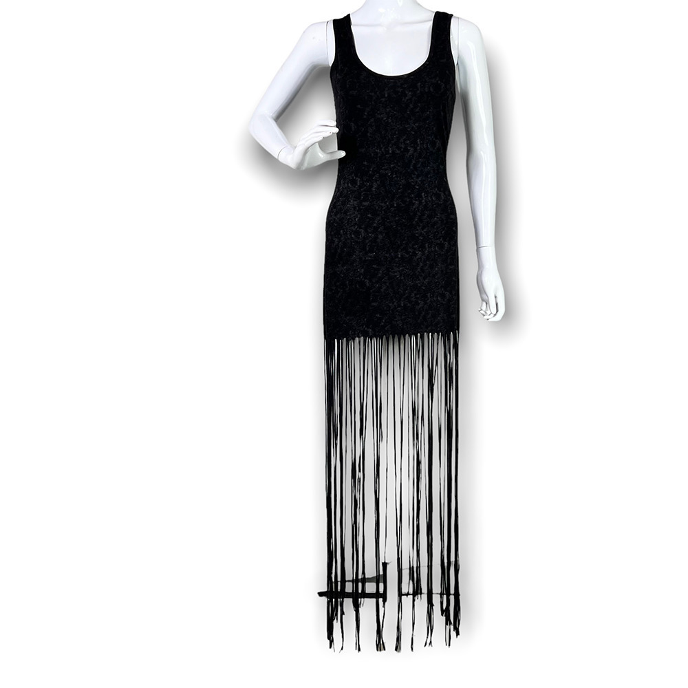 Fora Bodycon Fringe Black Tank Dress - Picture 7 of 12